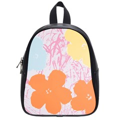 Flower Sunflower Floral Pink Orange Beauty Blue Yellow School Bag (small) by Mariart