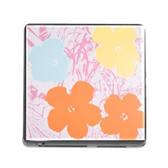 Flower Sunflower Floral Pink Orange Beauty Blue Yellow Memory Card Reader (Square)