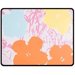 Flower Sunflower Floral Pink Orange Beauty Blue Yellow Fleece Blanket (Medium) 