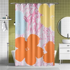 Flower Sunflower Floral Pink Orange Beauty Blue Yellow Shower Curtain 48  X 72  (small) 