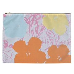 Flower Sunflower Floral Pink Orange Beauty Blue Yellow Cosmetic Bag (xxl) 