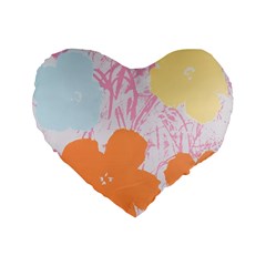 Flower Sunflower Floral Pink Orange Beauty Blue Yellow Standard 16  Premium Heart Shape Cushions