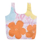 Flower Sunflower Floral Pink Orange Beauty Blue Yellow Full Print Recycle Bags (L)  Front