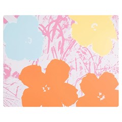 Flower Sunflower Floral Pink Orange Beauty Blue Yellow Double Sided Flano Blanket (medium) 