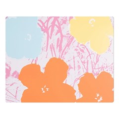 Flower Sunflower Floral Pink Orange Beauty Blue Yellow Double Sided Flano Blanket (Large) 