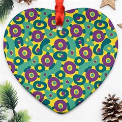 Discrete State Turing Pattern Polka Dots Green Purple Yellow Rainbow Sexy Beauty Ornament (heart) by Mariart