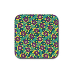 Discrete State Turing Pattern Polka Dots Green Purple Yellow Rainbow Sexy Beauty Rubber Coaster (square) 