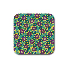 Discrete State Turing Pattern Polka Dots Green Purple Yellow Rainbow Sexy Beauty Rubber Square Coaster (4 Pack) 