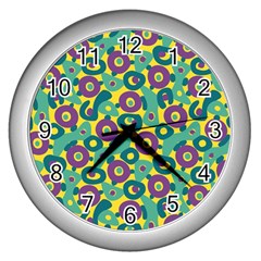 Discrete State Turing Pattern Polka Dots Green Purple Yellow Rainbow Sexy Beauty Wall Clocks (silver)  by Mariart