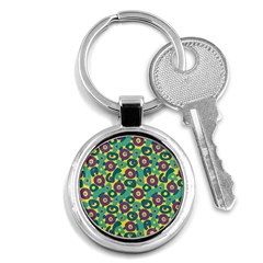 Discrete State Turing Pattern Polka Dots Green Purple Yellow Rainbow Sexy Beauty Key Chains (round) 