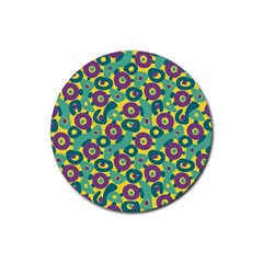 Discrete State Turing Pattern Polka Dots Green Purple Yellow Rainbow Sexy Beauty Rubber Coaster (round)  by Mariart