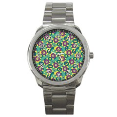 Discrete State Turing Pattern Polka Dots Green Purple Yellow Rainbow Sexy Beauty Sport Metal Watch by Mariart