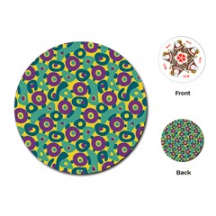 Discrete State Turing Pattern Polka Dots Green Purple Yellow Rainbow Sexy Beauty Playing Cards (round)  by Mariart