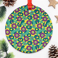 Discrete State Turing Pattern Polka Dots Green Purple Yellow Rainbow Sexy Beauty Round Ornament (two Sides) by Mariart