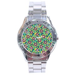 Discrete State Turing Pattern Polka Dots Green Purple Yellow Rainbow Sexy Beauty Stainless Steel Analogue Watch by Mariart