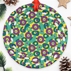 Discrete State Turing Pattern Polka Dots Green Purple Yellow Rainbow Sexy Beauty Ornament (round Filigree) by Mariart