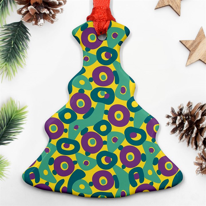 Discrete State Turing Pattern Polka Dots Green Purple Yellow Rainbow Sexy Beauty Christmas Tree Ornament (Two Sides)