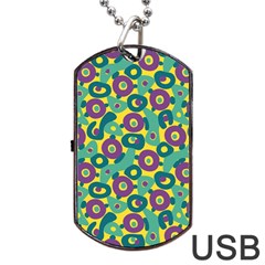 Discrete State Turing Pattern Polka Dots Green Purple Yellow Rainbow Sexy Beauty Dog Tag Usb Flash (one Side) by Mariart