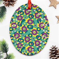 Discrete State Turing Pattern Polka Dots Green Purple Yellow Rainbow Sexy Beauty Ornament (oval Filigree) by Mariart