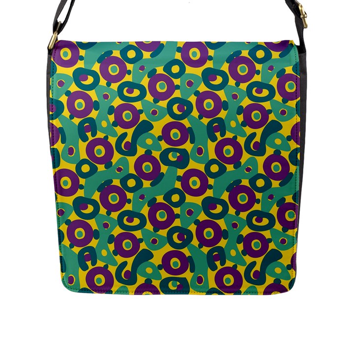 Discrete State Turing Pattern Polka Dots Green Purple Yellow Rainbow Sexy Beauty Flap Messenger Bag (L) 