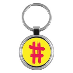 Fun Ain t Gone Fence Sign Red Yellow Flag Key Chains (round)  by Mariart