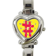 Fun Ain t Gone Fence Sign Red Yellow Flag Heart Italian Charm Watch by Mariart