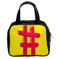 Fun Ain t Gone Fence Sign Red Yellow Flag Classic Handbags (2 Sides)