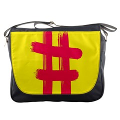 Fun Ain t Gone Fence Sign Red Yellow Flag Messenger Bags