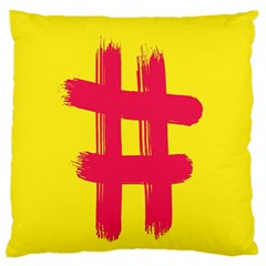 Fun Ain t Gone Fence Sign Red Yellow Flag Large Flano Cushion Case (two Sides) by Mariart