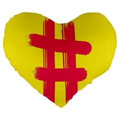 Fun Ain t Gone Fence Sign Red Yellow Flag Large 19  Premium Flano Heart Shape Cushions by Mariart