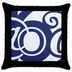 Garamond Blue White Wave Chevron Throw Pillow Case (black) by Mariart