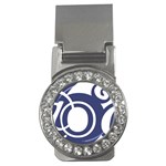 Garamond Blue White Wave Chevron Money Clips (CZ)  Front