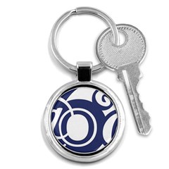 Garamond Blue White Wave Chevron Key Chains (round) 