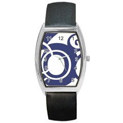 Garamond Blue White Wave Chevron Barrel Style Metal Watch