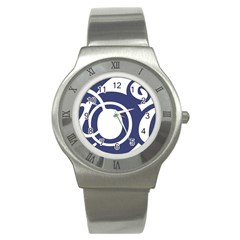 Garamond Blue White Wave Chevron Stainless Steel Watch