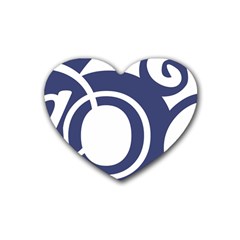 Garamond Blue White Wave Chevron Heart Coaster (4 Pack)  by Mariart