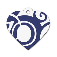 Garamond Blue White Wave Chevron Dog Tag Heart (one Side) by Mariart