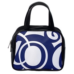 Garamond Blue White Wave Chevron Classic Handbags (one Side)