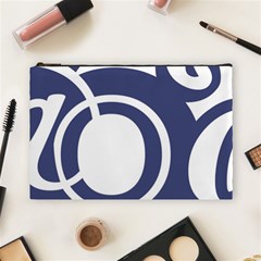 Garamond Blue White Wave Chevron Cosmetic Bag (large)  by Mariart