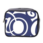 Garamond Blue White Wave Chevron Mini Toiletries Bag 2-Side Front