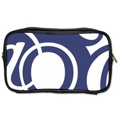 Garamond Blue White Wave Chevron Toiletries Bags 2-side