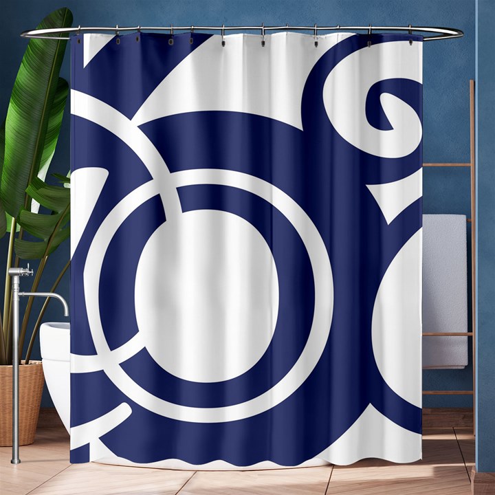 Garamond Blue White Wave Chevron Shower Curtain 60  x 72  (Medium) 