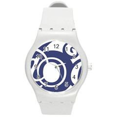 Garamond Blue White Wave Chevron Round Plastic Sport Watch (m)