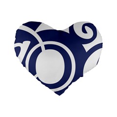 Garamond Blue White Wave Chevron Standard 16  Premium Flano Heart Shape Cushions