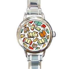 Friends Library Lobby Book Sale Round Italian Charm Watch by Mariart