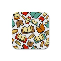 Friends Library Lobby Book Sale Rubber Square Coaster (4 Pack) 