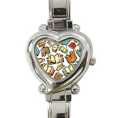 Friends Library Lobby Book Sale Heart Italian Charm Watch by Mariart