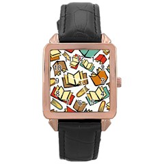 Friends Library Lobby Book Sale Rose Gold Leather Watch  by Mariart