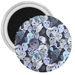 Ghosts Blue Sinister Helloween Face Mask 3  Magnets by Mariart