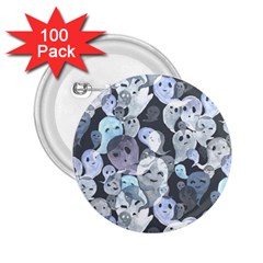 Ghosts Blue Sinister Helloween Face Mask 2 25  Buttons (100 Pack) 